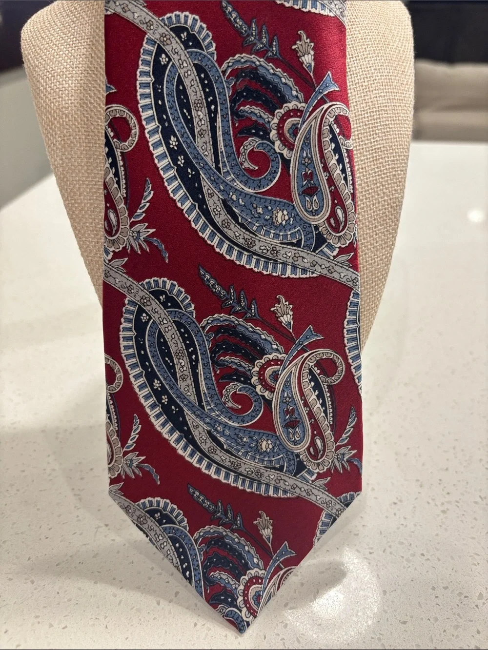Pierre Cardin Red and Navy Paisley Silk Tie